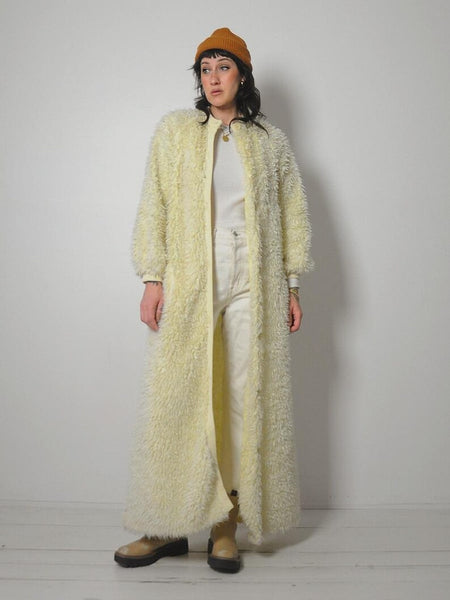 1970's Ivory Shaggy Knit Coat