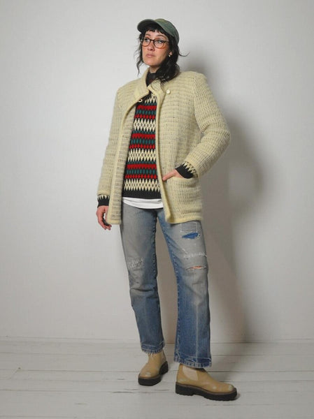 1980's Waffle Knit Cardigan Jacket