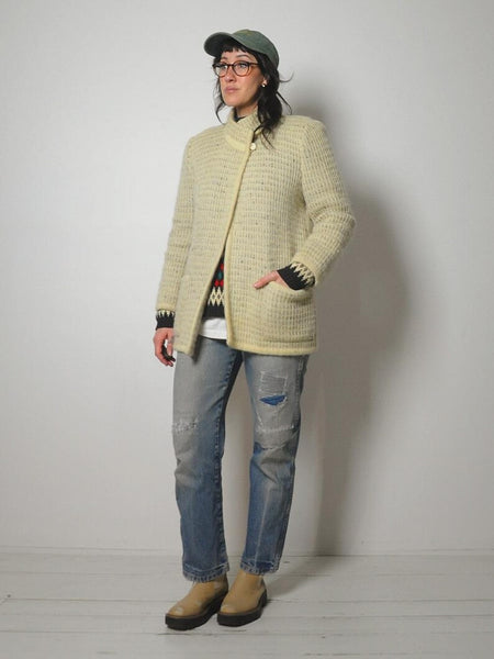 1980's Waffle Knit Cardigan Jacket