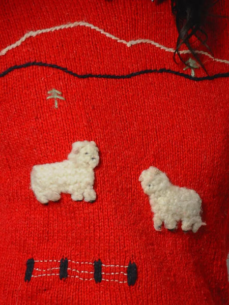 80's Landscape Sheep Wool Sweater