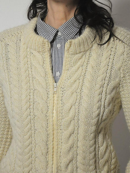 70's Fisherman's Knit Cardigan Sweater