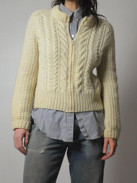 70's Fisherman's Knit Cardigan Sweater