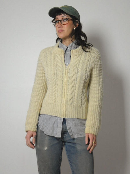 70's Fisherman's Knit Cardigan Sweater