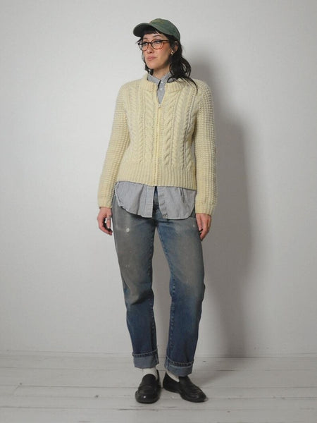 70's Fisherman's Knit Cardigan Sweater