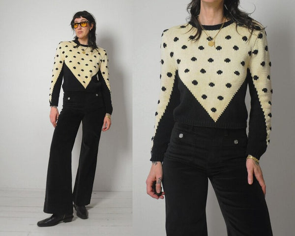 80's Black Polka Dot Sweater