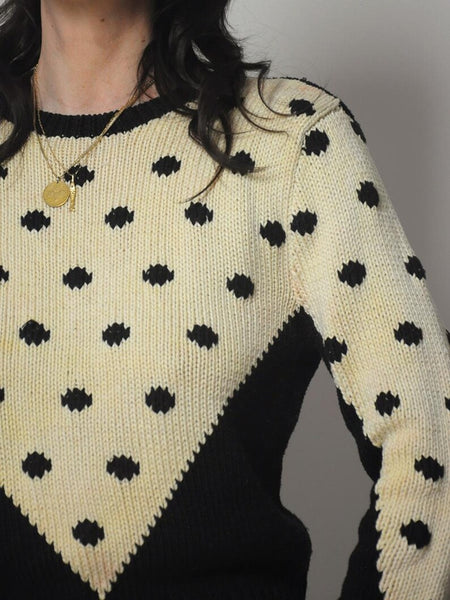 80's Black Polka Dot Sweater