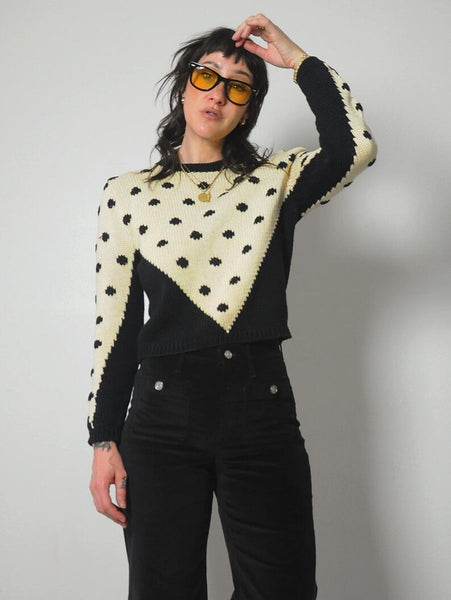 80's Black Polka Dot Sweater