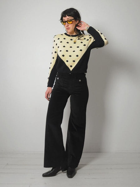 80's Black Polka Dot Sweater