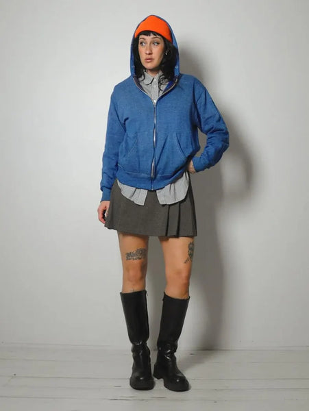 1980's Faded Blue Zip up Hoodie