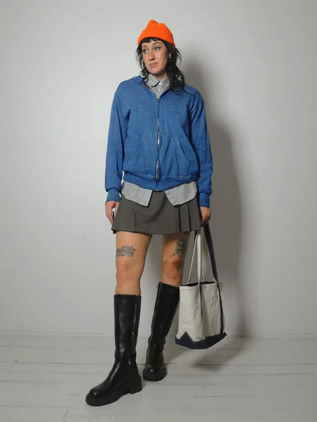 1980's Faded Blue Zip up Hoodie