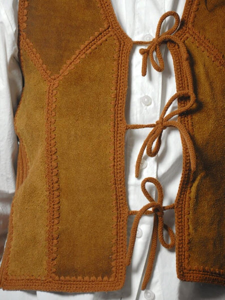 1970's Tie Front Suede Knit Vest