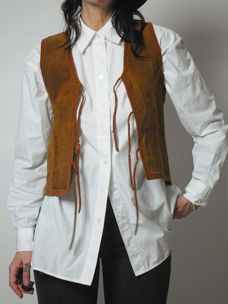 1970's Tie Front Suede Knit Vest