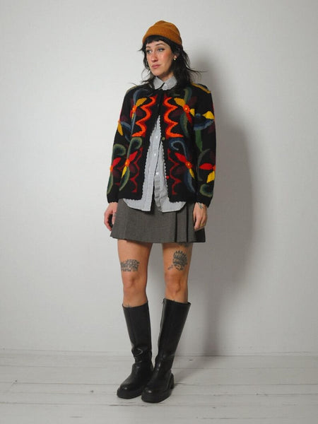 Handknit Baby Alpaca Floral Cardigan