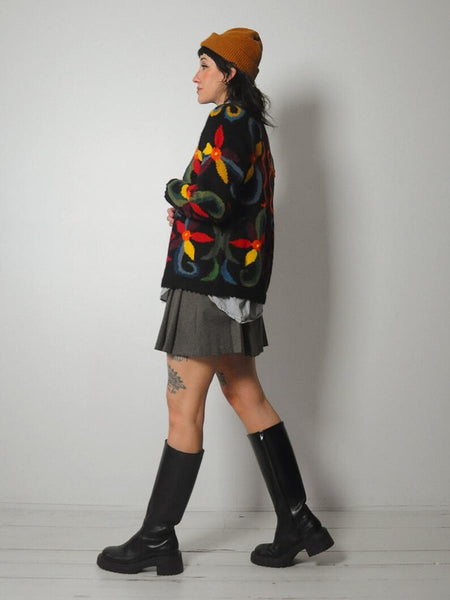 Handknit Baby Alpaca Floral Cardigan