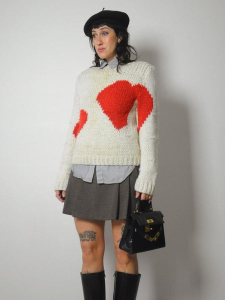 1980's Heart Handknit Sweater