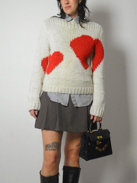 1980's Heart Handknit Sweater