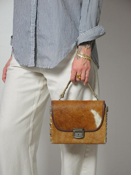 1970's Pony Hair Studded Box Purse