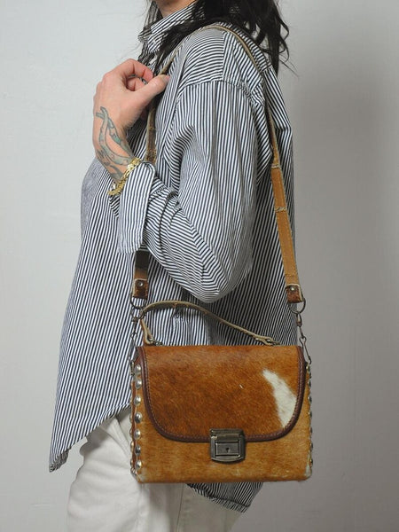 1970's Pony Hair Studded Box Purse