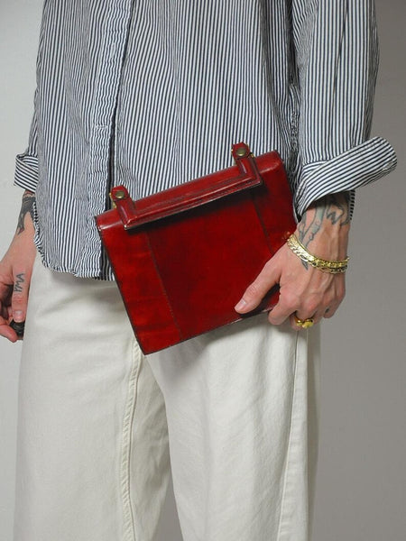 1960's Italian Merlot Leather Rivet Purse