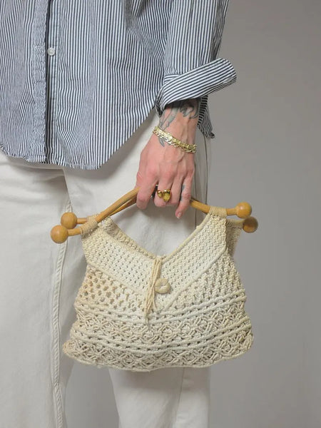 1970's Crochet Wooden Purse