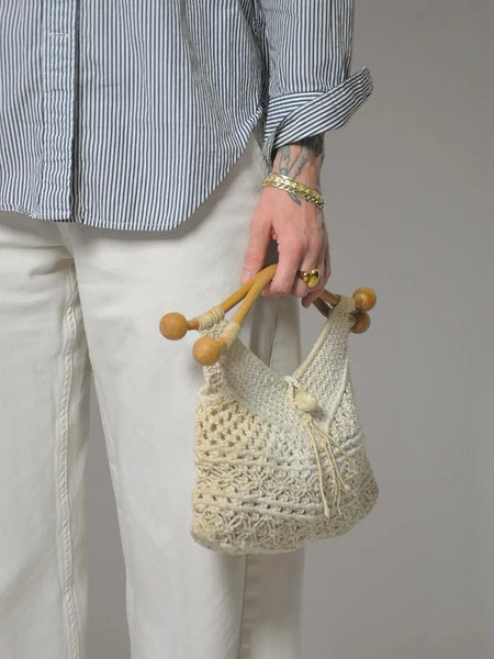 1970's Crochet Wooden Purse