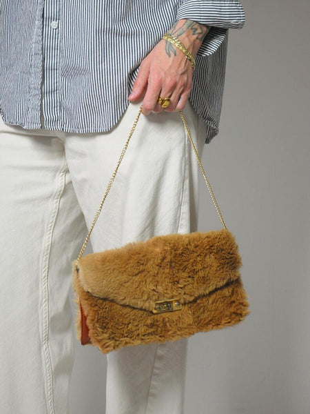 1970's Real Fur Leather Clutch