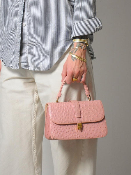 1960's Pink Ostrich Leather Bag
