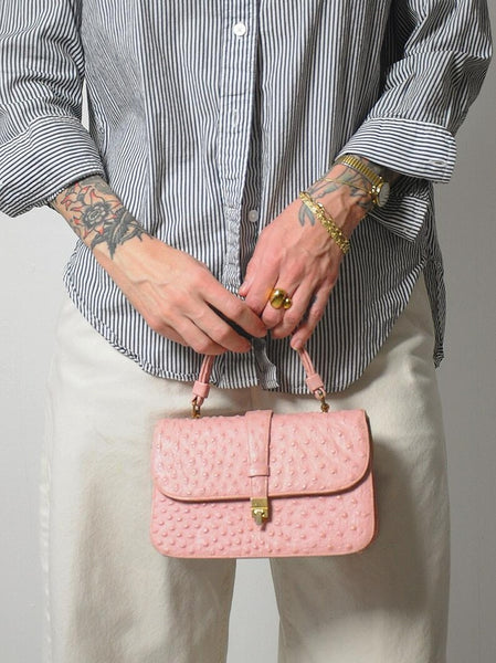 1960's Pink Ostrich Leather Bag