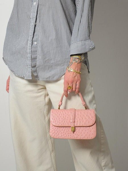 1960's Pink Ostrich Leather Bag