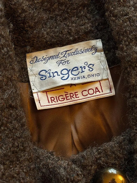 1960's Trigère Boucle Wool Scarf Coat