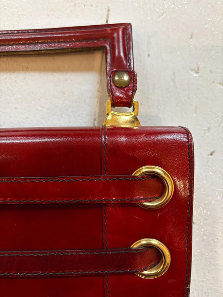 1960's Italian Merlot Leather Rivet Purse