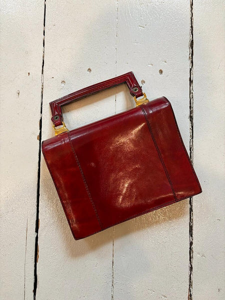 1960's Italian Merlot Leather Rivet Purse