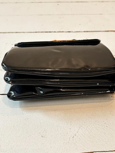 1960's Patent Leather Bamboo Handle Purse