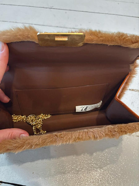 1970's Real Fur Leather Clutch