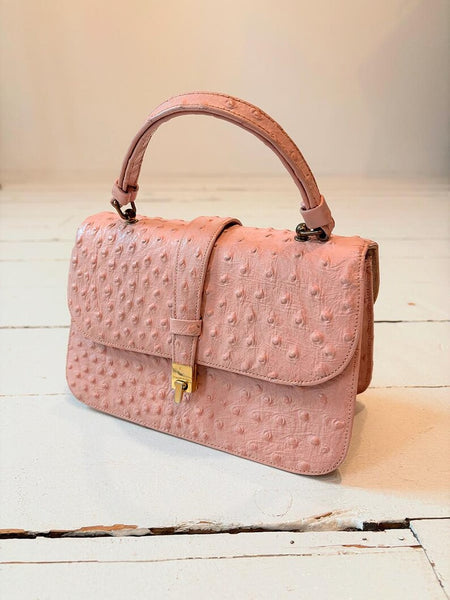 1960's Pink Ostrich Leather Bag