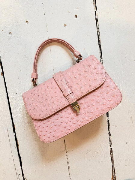 1960's Pink Ostrich Leather Bag