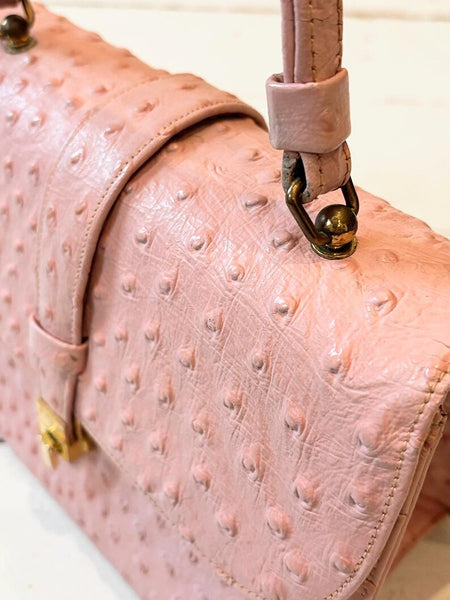 1960's Pink Ostrich Leather Bag