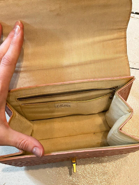 1960's Pink Ostrich Leather Bag