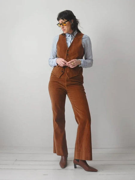 1970's Brown Corduroy 3 Piece Suit