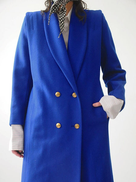 1980's Cobalt Blue Wool Coat
