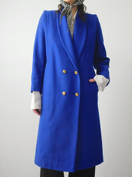 1980's Cobalt Blue Wool Coat