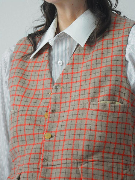 1940's English Plaid Wool Vest