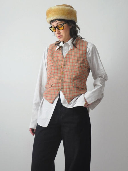 1940's English Plaid Wool Vest