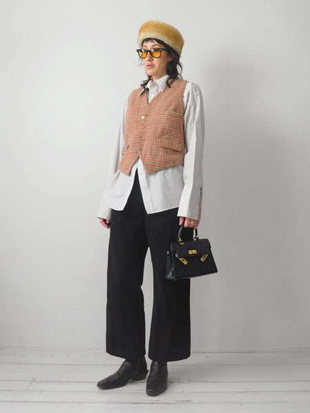 1940's English Plaid Wool Vest