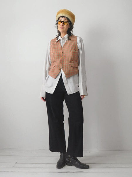 1940's English Plaid Wool Vest