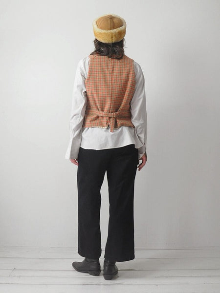 1940's English Plaid Wool Vest