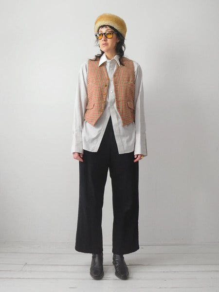 1940's English Plaid Wool Vest