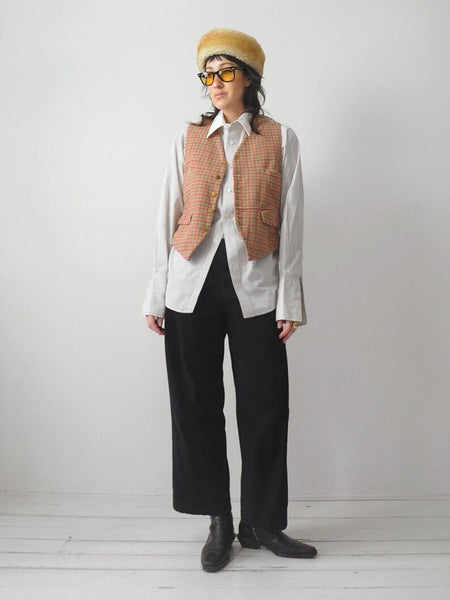 1940's English Plaid Wool Vest