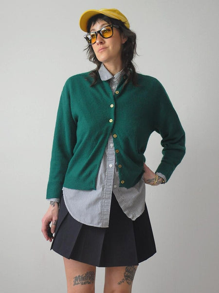 1960's Forest Green Knit Cardigan