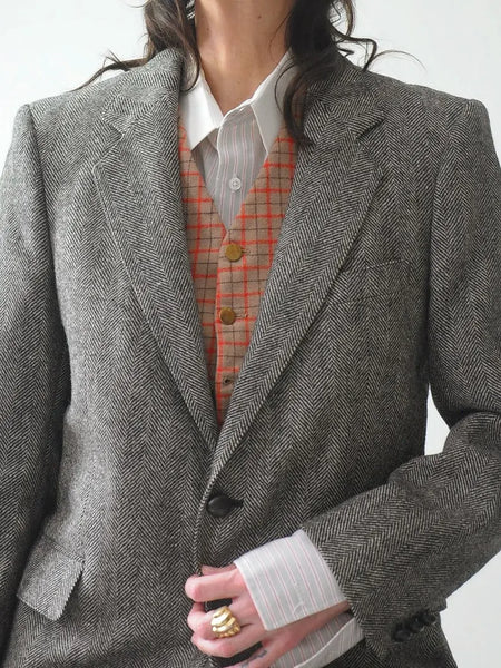 1980's Gray Wool Tweed Blazer